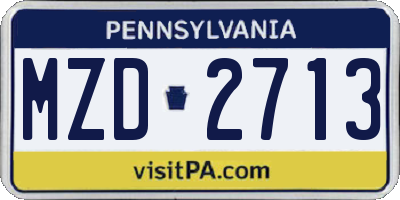 PA license plate MZD2713