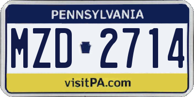 PA license plate MZD2714
