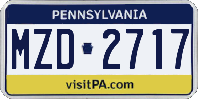 PA license plate MZD2717