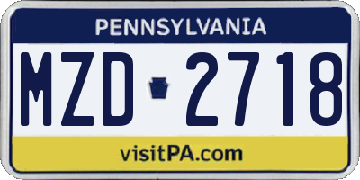 PA license plate MZD2718