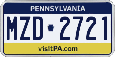 PA license plate MZD2721