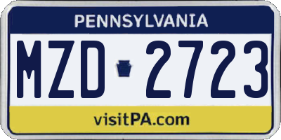 PA license plate MZD2723