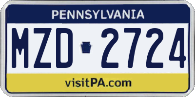 PA license plate MZD2724