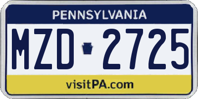 PA license plate MZD2725
