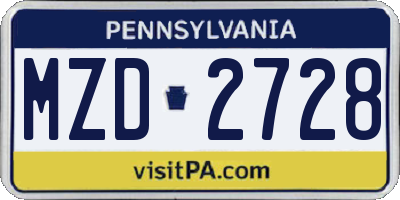 PA license plate MZD2728