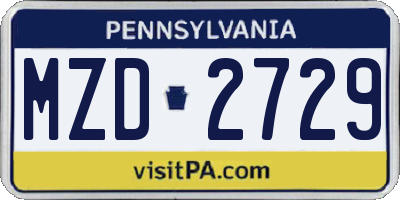 PA license plate MZD2729
