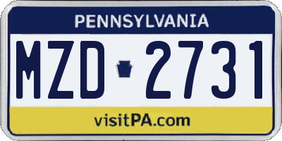 PA license plate MZD2731