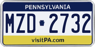 PA license plate MZD2732