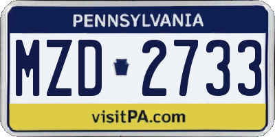 PA license plate MZD2733