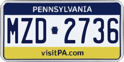 PA license plate MZD2736