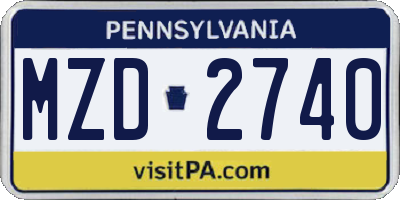 PA license plate MZD2740