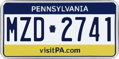 PA license plate MZD2741
