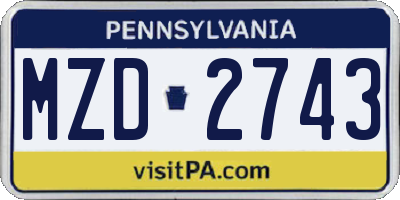PA license plate MZD2743