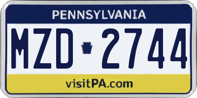 PA license plate MZD2744