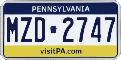 PA license plate MZD2747