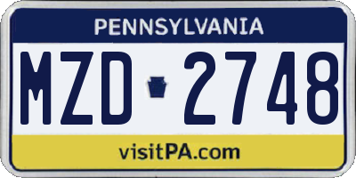 PA license plate MZD2748