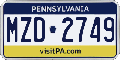 PA license plate MZD2749
