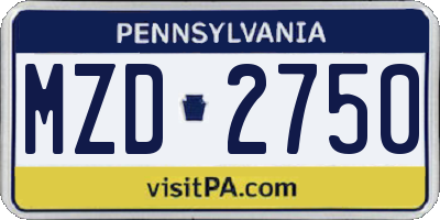 PA license plate MZD2750