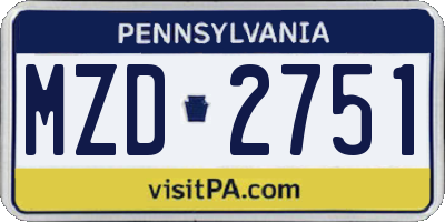 PA license plate MZD2751