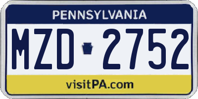 PA license plate MZD2752
