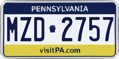 PA license plate MZD2757