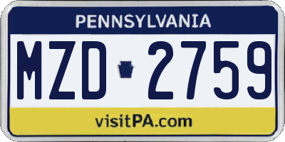 PA license plate MZD2759