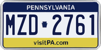 PA license plate MZD2761