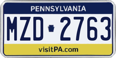 PA license plate MZD2763