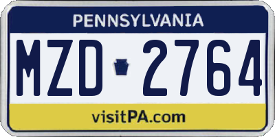 PA license plate MZD2764