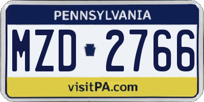 PA license plate MZD2766