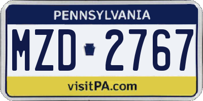 PA license plate MZD2767