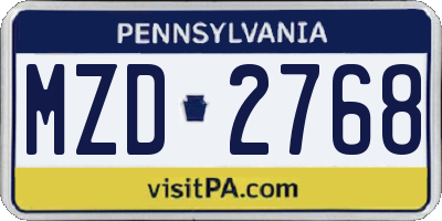 PA license plate MZD2768