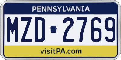 PA license plate MZD2769