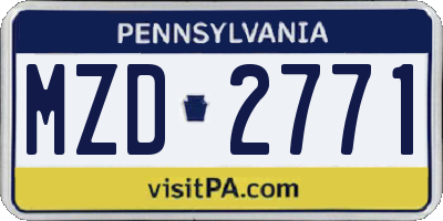PA license plate MZD2771