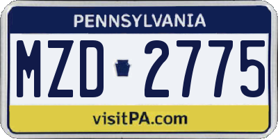 PA license plate MZD2775