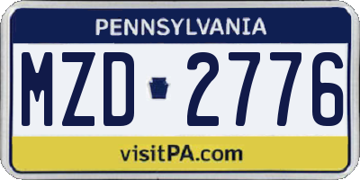 PA license plate MZD2776