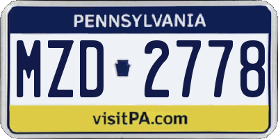 PA license plate MZD2778