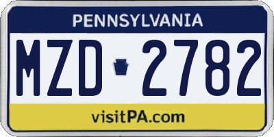 PA license plate MZD2782