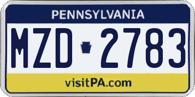 PA license plate MZD2783