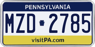 PA license plate MZD2785
