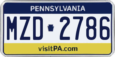 PA license plate MZD2786