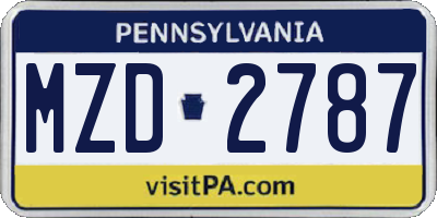PA license plate MZD2787