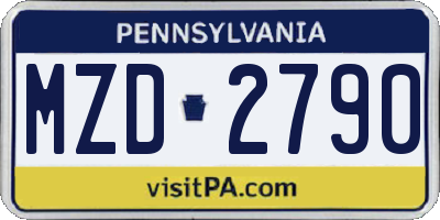 PA license plate MZD2790