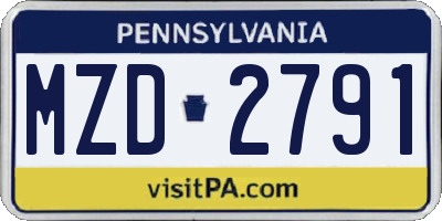 PA license plate MZD2791