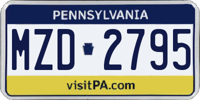 PA license plate MZD2795
