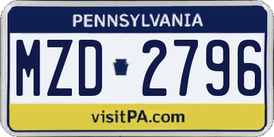 PA license plate MZD2796
