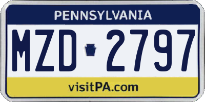 PA license plate MZD2797