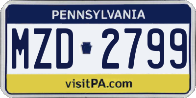 PA license plate MZD2799