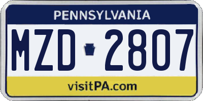 PA license plate MZD2807