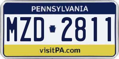 PA license plate MZD2811